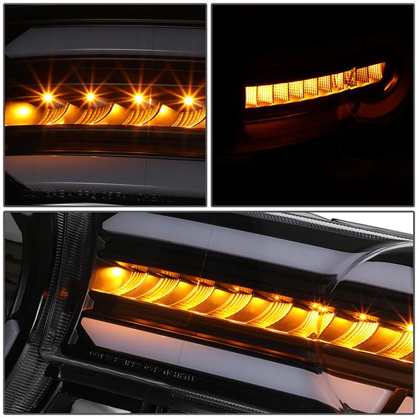 07-14 Toyota FJ Cruiser Headlights - LED DRL+Sequential Turn Signal - Clear Lens - Clear Corner - Pair - HL-LB-FJC07-BK-CL1 - 4