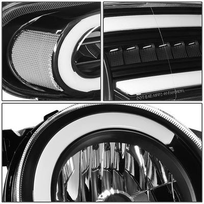 07-14 Toyota FJ Cruiser Headlights - LED DRL+Sequential Turn Signal - Clear Lens - Clear Corner - Pair - HL-LB-FJC07-BK-CL1 - 6