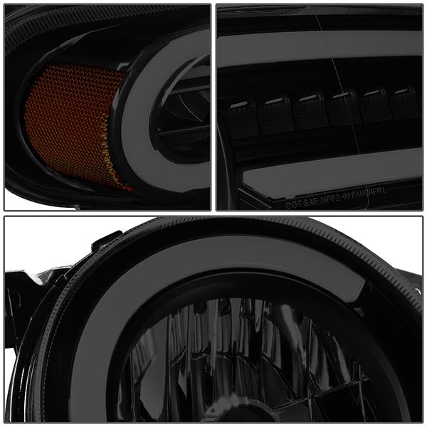 07-14 Toyota FJ Cruiser Headlights - LED DRL+Sequential Turn Signal - Smoked Lens - Amber Corner - Pair - HL-LB-FJC07-BK-SM-AM - 6