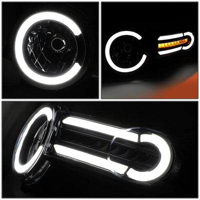 07-14 Toyota FJ Cruiser Headlights - LED DRL+Sequential Turn Signal - Smoked Lens - Clear Corner - Pair - HL-LB-FJC07-BK-SM-CL1 - 3