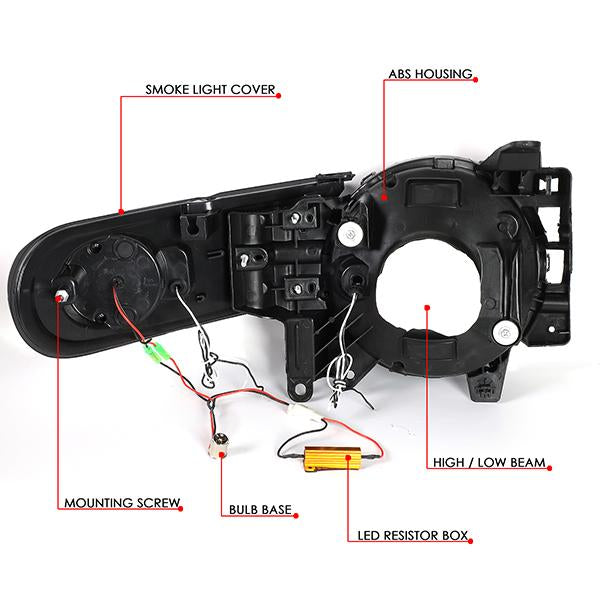 07-14 Toyota FJ Cruiser Headlights - LED DRL+Sequential Turn Signal - Smoked Lens - Clear Corner - Pair - HL-LB-FJC07-BK-SM-CL1 - 8