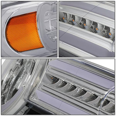 07-14 Toyota FJ Cruiser Headlights - LED DRL+Sequential Turn Signal - Clear Lens - Amber Corner - Pair - HL-LB-FJC07-CH-AM - 6