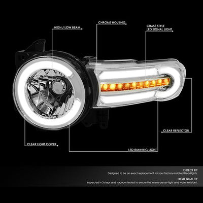 07-14 Toyota FJ Cruiser Headlights - LED DRL+Sequential Turn Signal - Clear Lens - Clear Corner - Pair - HL-LB-FJC07-CH-CL1 - 2