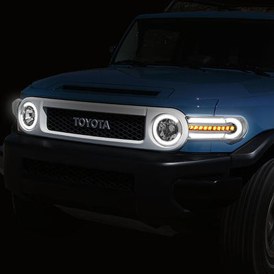 07-14 Toyota FJ Cruiser Headlights - LED DRL+Sequential Turn Signal - Clear Lens - Clear Corner - Pair - HL-LB-FJC07-CH-CL1 - 10