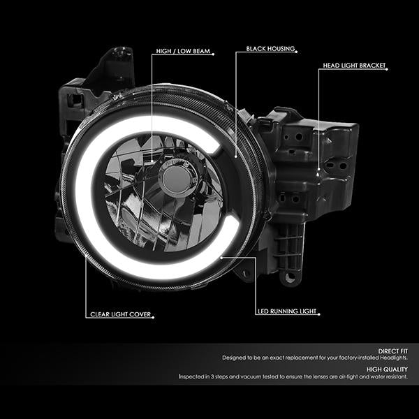 07-14 Toyota Fj Cruiser Headlights - LED DRL - Black Housing - Clear Lens - Pair - HL-LB-FJC072P-BK-CL1 - 2