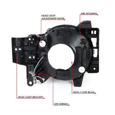 07-14 Toyota Fj Cruiser Headlights - LED DRL - Black Housing - Clear Lens - Pair - HL-LB-FJC072P-BK-CL1 - 7