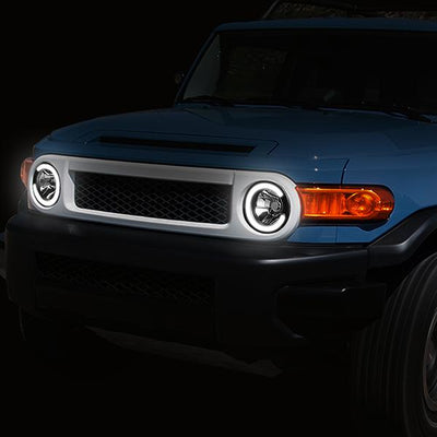 07-14 Toyota Fj Cruiser Headlights - LED DRL - Black Housing - Clear Lens - Pair - HL-LB-FJC072P-BK-CL1 - 9