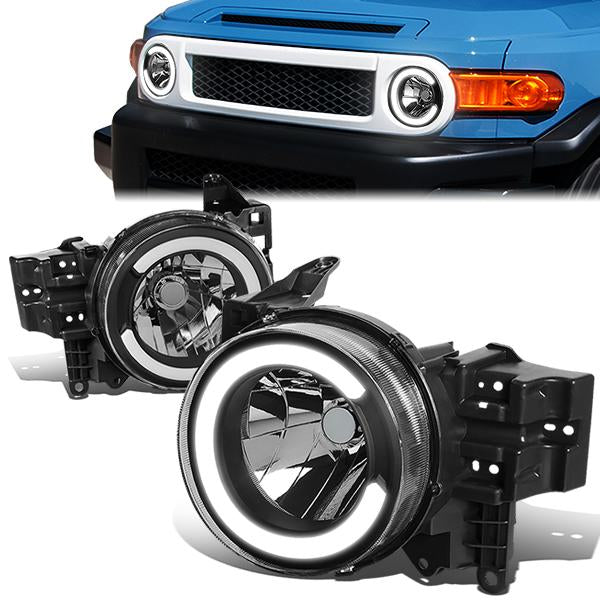 07-14 Toyota Fj Cruiser Headlights - LED DRL - Black Housing - Clear Lens - Pair - HL-LB-FJC072P-BK-CL1 - 1