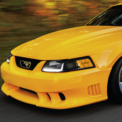 D-Motoring - Headlights - LED DRL - Black Housing - Amber Corner - Plug-n-Play - Pair - 99-04 Ford Mustang - 8