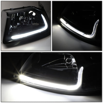 D-Motoring - Headlights - LED DRL - Black Housing - Amber Corner - Plug-n-Play - Pair - 99-04 Ford Mustang - 4