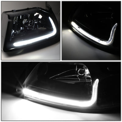 D-Motoring - Headlights - LED DRL - Black Housing - Clear Corner - Plug-n-Play - Pair - 99-04 Ford Mustang - 4
