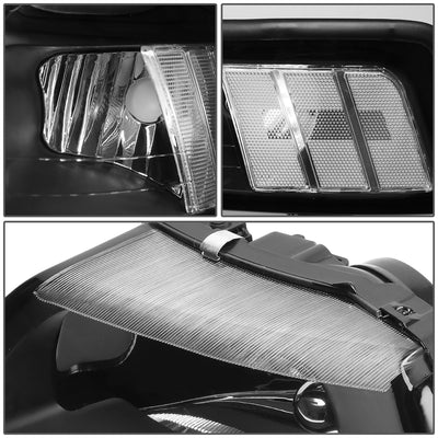 D-Motoring - Headlights - LED DRL - Black Housing - Clear Corner - Plug-n-Play - Pair - 99-04 Ford Mustang - 6