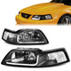 99-04 Ford Mustang Headlights - LED DRL - Black Housing - Clear Corner - Plug-n-Play - Pair