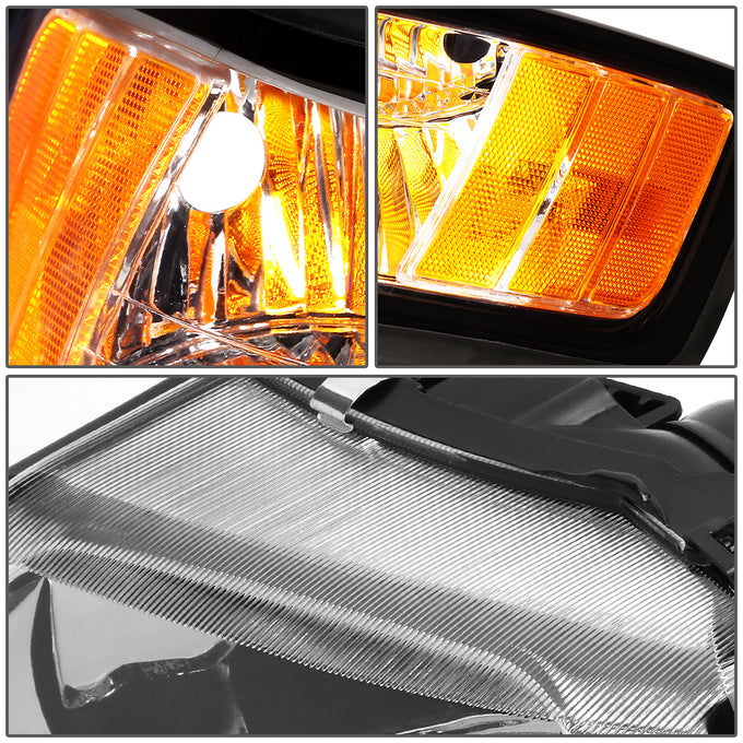 D-Motoring - Headlights - LED DRL - Chrome Housing - Clear Lens - Amber Corner - Plug-n-Play - Pair - 99-04 Ford Mustang - 6