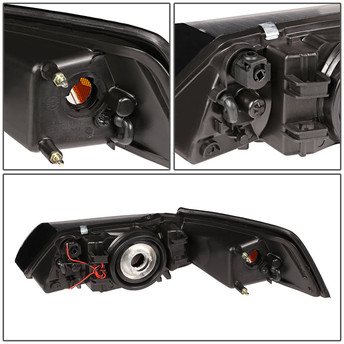 D-Motoring - Headlights - LED DRL - Chrome Housing - Clear Lens - Amber Corner - Plug-n-Play - Pair - 99-04 Ford Mustang - 7