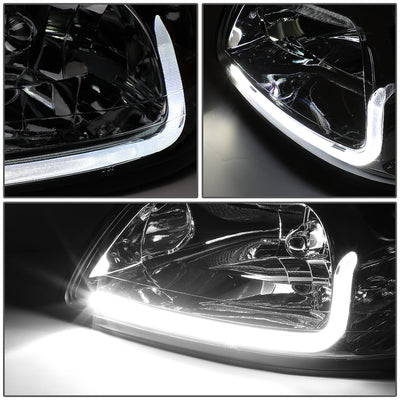 D-Motoring - Headlights - LED DRL - Chrome Housing - Clear Lens - Clear Corner - Plug-n-Play - Pair - 99-04 Ford Mustang - 4