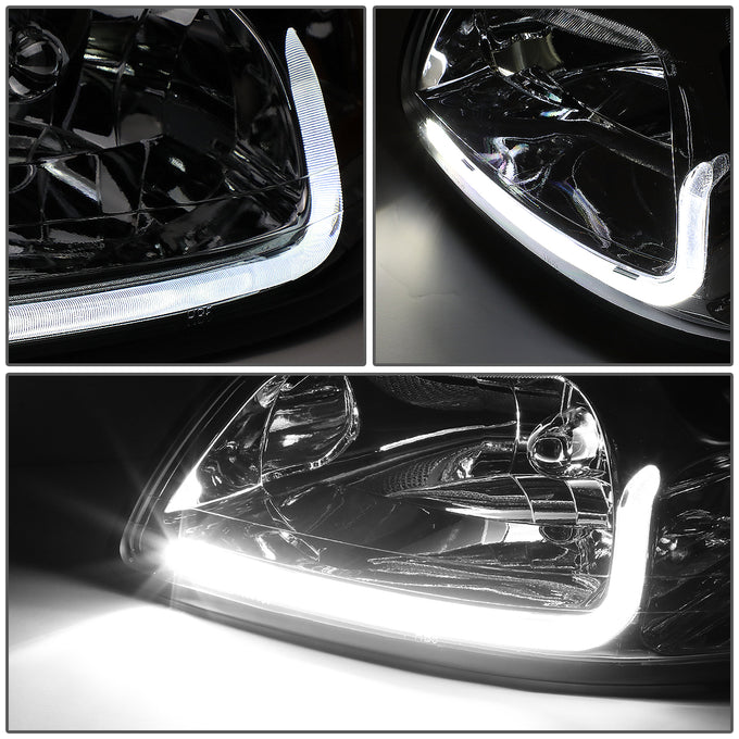 D-Motoring - Headlights - LED DRL - Chrome Housing - Clear Lens - Clear Corner - Plug-n-Play - Pair - 99-04 Ford Mustang - 4