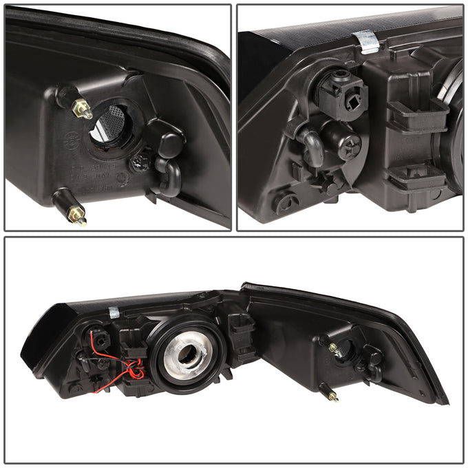 D-Motoring - Headlights - LED DRL - Chrome Housing - Clear Lens - Clear Corner - Plug-n-Play - Pair - 99-04 Ford Mustang - 7