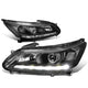 D-Motoring - Headlights - LED DRL - Black Housing - Clear Corner - Projector - Plug-n-Play - Pair - 13-15 Honda Accord 4-Door Sedan - 1