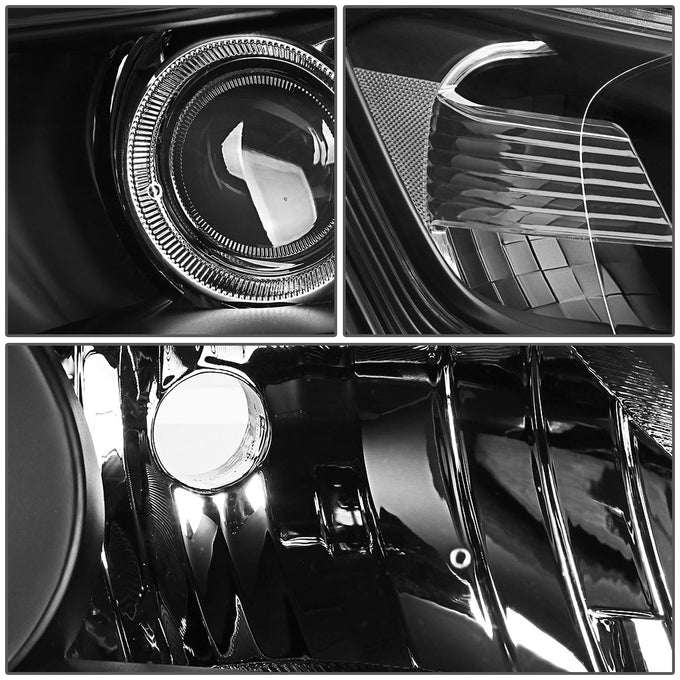 D-Motoring - Headlights - LED DRL - Black Housing - Clear Corner - Projector - Plug-n-Play - Pair - 13-15 Honda Accord 4-Door Sedan - 5