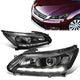 13-15 Honda Accord Headlights - LED DRL - Black Housing - Clear Corner - Projector - Plug-n-Play - Pair