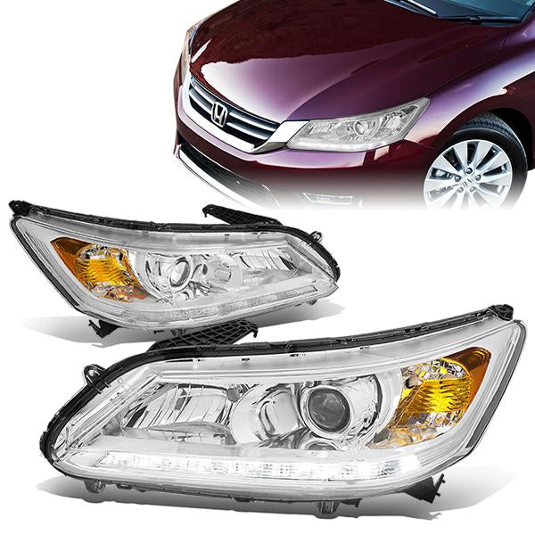 Black Projector Headlights With LED DRL Fit 2013-2015 Honda Accord Left+Right