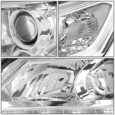 D-Motoring - Headlights - LED DRL - Chrome Housing - Clear Corner - Projector - Plug-n-Play - Pair - 13-15 Honda Accord 4-Door Sedan - 5