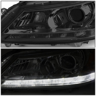 D-Motoring - Headlights - LED DRL - Smoked Lens - Amber Corner - Projector - Plug-n-Play - Pair - 13-15 Honda Accord 4-Door Sedan - 4