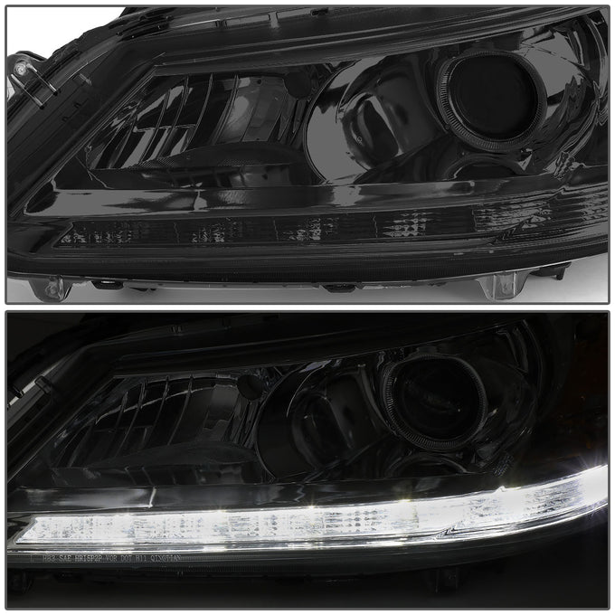 D-Motoring - Headlights - LED DRL - Smoked Lens - Amber Corner - Projector - Plug-n-Play - Pair - 13-15 Honda Accord 4-Door Sedan - 4