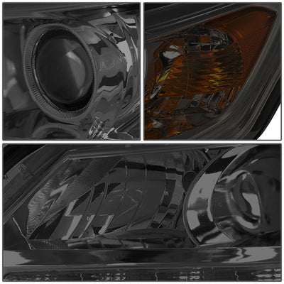 D-Motoring - Headlights - LED DRL - Smoked Lens - Amber Corner - Projector - Plug-n-Play - Pair - 13-15 Honda Accord 4-Door Sedan - 5