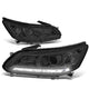 D-Motoring - Headlights - LED DRL - Smoked Lens - Clear Corner - Projector - Plug-n-Play - Pair - 13-15 Honda Accord 4-Door Sedan - 1