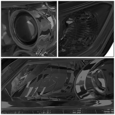 D-Motoring - Headlights - LED DRL - Smoked Lens - Clear Corner - Projector - Plug-n-Play - Pair - 13-15 Honda Accord 4-Door Sedan - 5