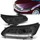 13-15 Honda Accord Headlights - LED DRL - Smoked Housing - Smoked Lens - Clear Corner - Projector - Plug-n-Play - Pair