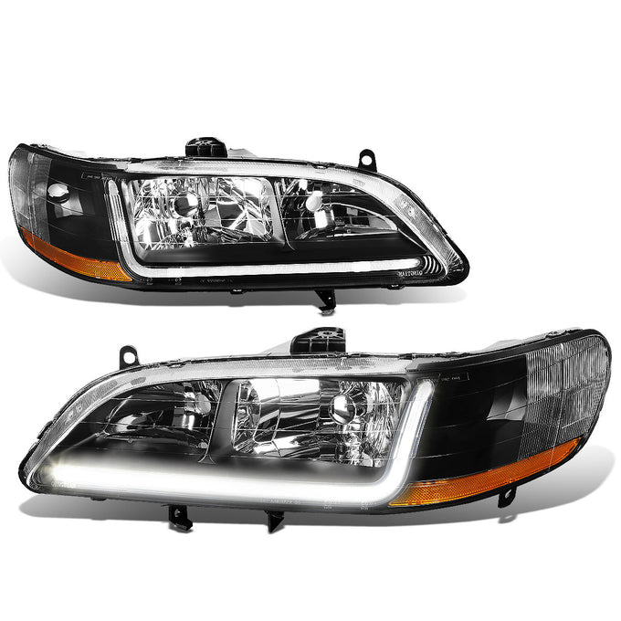 D-Motoring - Headlights - LED DRL - Black Housing - Amber Corner - Plug-n-Play - Pair - 98-02 Honda Accord - 1