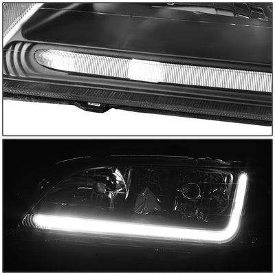 D-Motoring - Headlights - LED DRL - Black Housing - Amber Corner - Plug-n-Play - Pair - 98-02 Honda Accord - 2