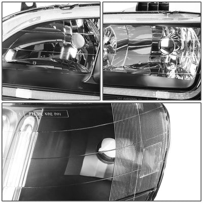 D-Motoring - Headlights - LED DRL - Black Housing - Amber Corner - Plug-n-Play - Pair - 98-02 Honda Accord - 4