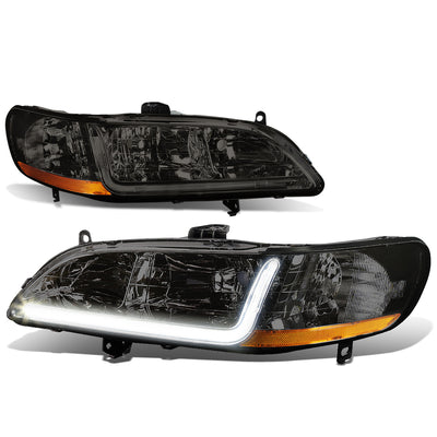 D-Motoring - Headlights - LED DRL - Smoked Lens - Amber Corner - Plug-n-Play - Pair - 98-02 Honda Accord - 1