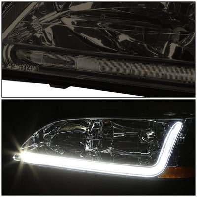 D-Motoring - Headlights - LED DRL - Smoked Lens - Amber Corner - Plug-n-Play - Pair - 98-02 Honda Accord - 3