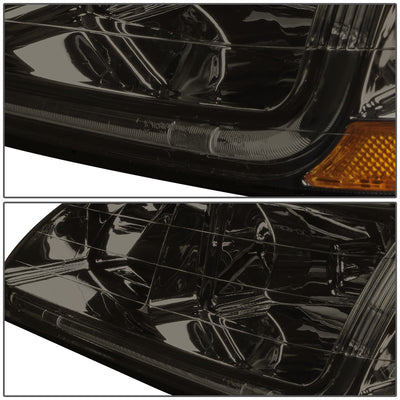 D-Motoring - Headlights - LED DRL - Smoked Lens - Amber Corner - Plug-n-Play - Pair - 98-02 Honda Accord - 2
