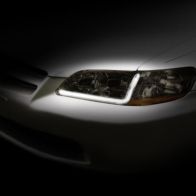 D-Motoring - Headlights - LED DRL - Smoked Lens - Amber Corner - Plug-n-Play - Pair - 98-02 Honda Accord - 6