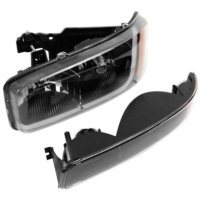 headlights-gmc-sierra-yukon-black-housing-amber-reflector-hl-lb-sierra99-bk-am - 3