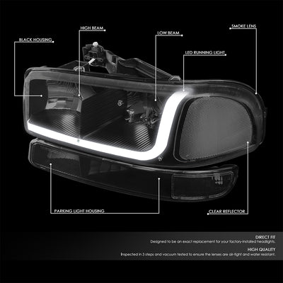 99-07-gmc-sierra-yukon-xl-1500-2500-3500-hd-c3-led-drl-headlights-black-smoked-hl-lb-sierra99-bk-sm-cl1 - 2