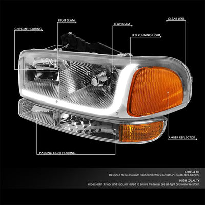 headlights-gmc-sierra-yukon-chrome-housing-amber-reflector-hl-lb-sierra99-ch-am - 2