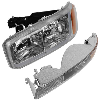 headlights-gmc-sierra-yukon-chrome-housing-amber-reflector-hl-lb-sierra99-ch-am - 6