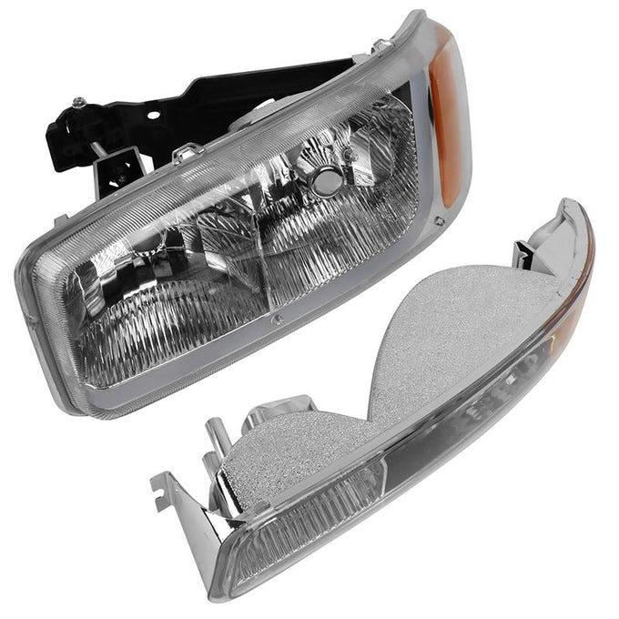 headlights-gmc-sierra-yukon-chrome-housing-amber-reflector-hl-lb-sierra99-ch-am - 6