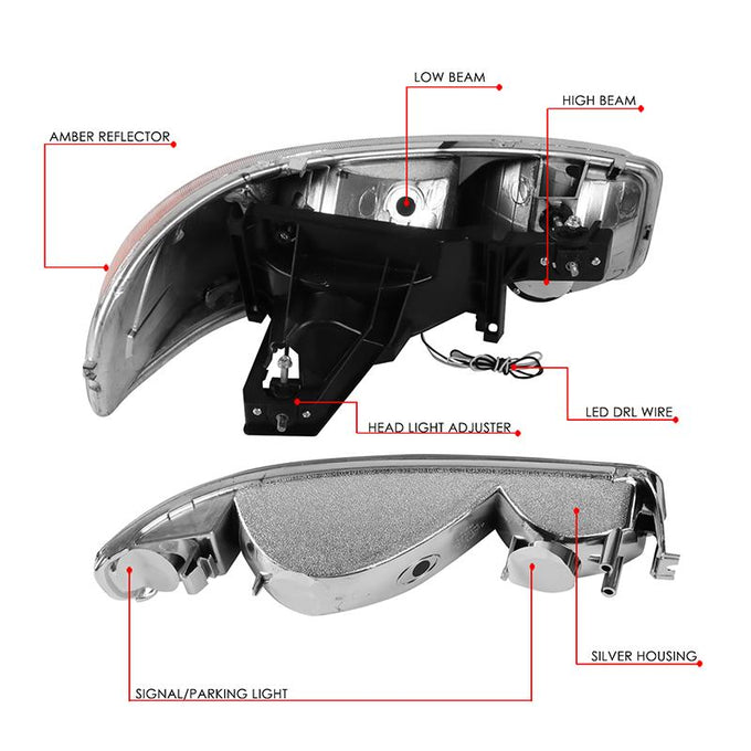 headlights-gmc-sierra-yukon-chrome-housing-amber-reflector-hl-lb-sierra99-ch-am - 9