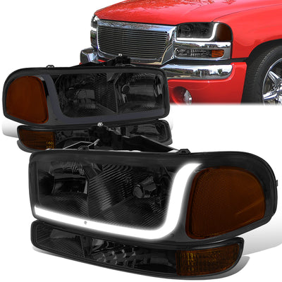 headlights-gmc-sierra-yukon-smoked-housing-amber-reflector-hl-lb-sierra99-sm-am - 1