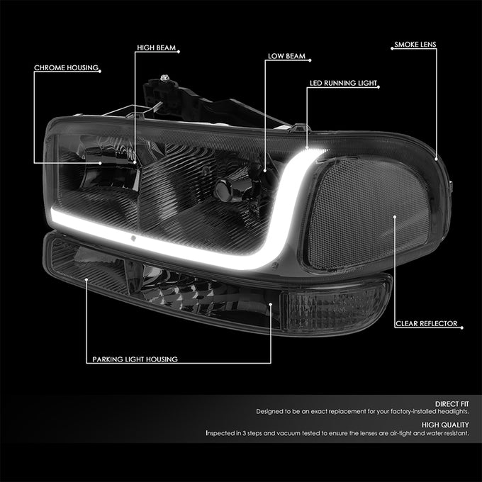 headlights-gmc-sierra-yukon-smoked-housing-clear-reflector-hl-lb-sierra99-sm-cl1 - 2