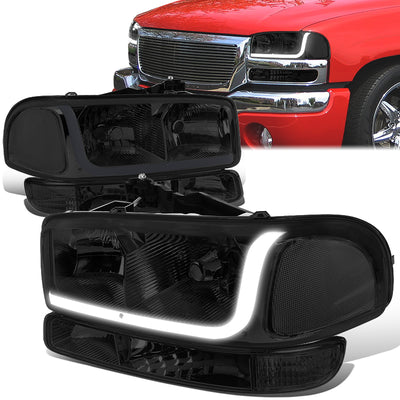 headlights-gmc-sierra-yukon-smoked-housing-clear-reflector-hl-lb-sierra99-sm-cl1 - 1
