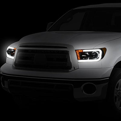 07-13 Toyota Tundra LED DRL+Turn Signal Projector Headlights - Pair - HL-LB-TT07-BK-AM - 3